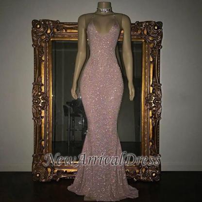 Stunning Mermaid Spaghetti Straps Sequined Sleeveless Prom Dresses sp0311-newarrivaldress