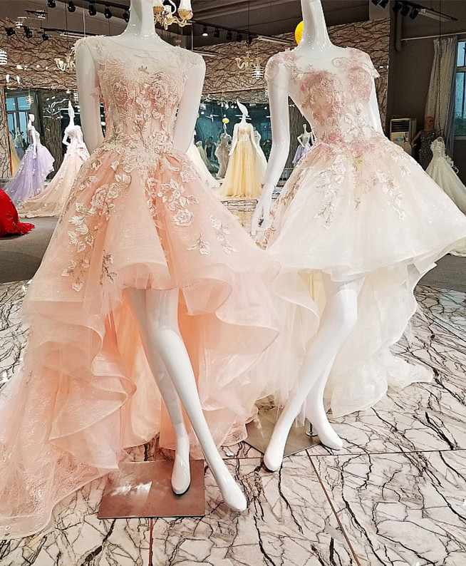 Chic Bateau Sleeveless A Line Floor-length Beadings Appliques Hi-Lo Prom Dress-newarrivaldress