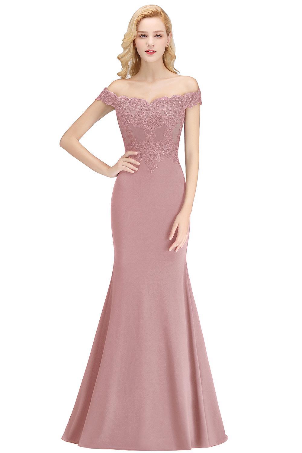 NOLA | Mermaid Off-the-shoulder Long Appliques Satin Bridesmaid Dresses-newarrivaldress