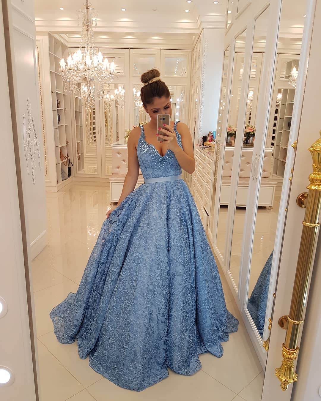 Popular V-neck Lace Long Formal Dresses | Sleeveless Beading Straps Prom Dresses BMT309-newarrivaldress