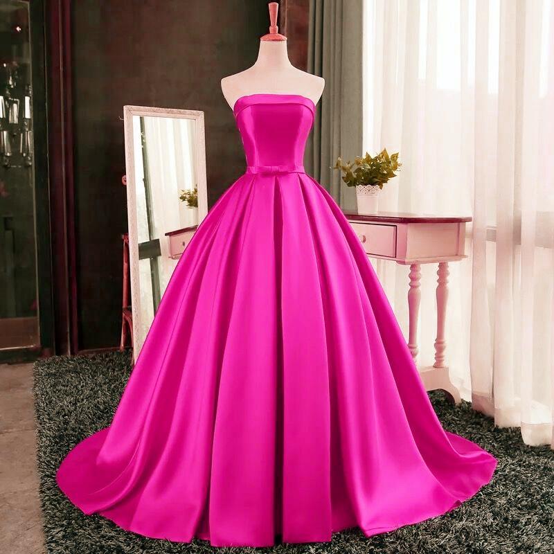 Strapless Red Bows-Sashes Puffy Simple Long Prom Dresses BA8232-newarrivaldress