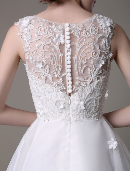 Asymmetrical Organza Wedding Dress High Low A-Line With Lace Beading Flower Exclusive-newarrivaldress