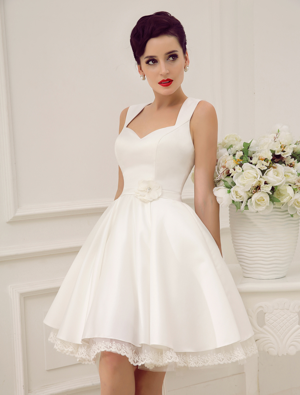 Short Wedding Dresses Satin 1950'S Vintage Bridal Queen Dress Exclusive-newarrivaldress