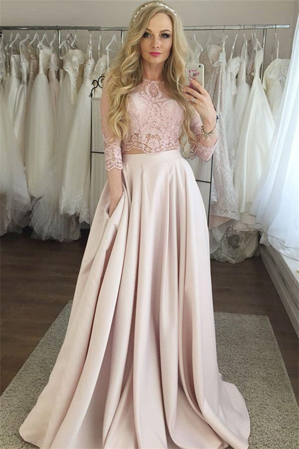Elegant Lace Prom Longsleeves Dresses | A-Line Evening Dresses with Pocket-newarrivaldress