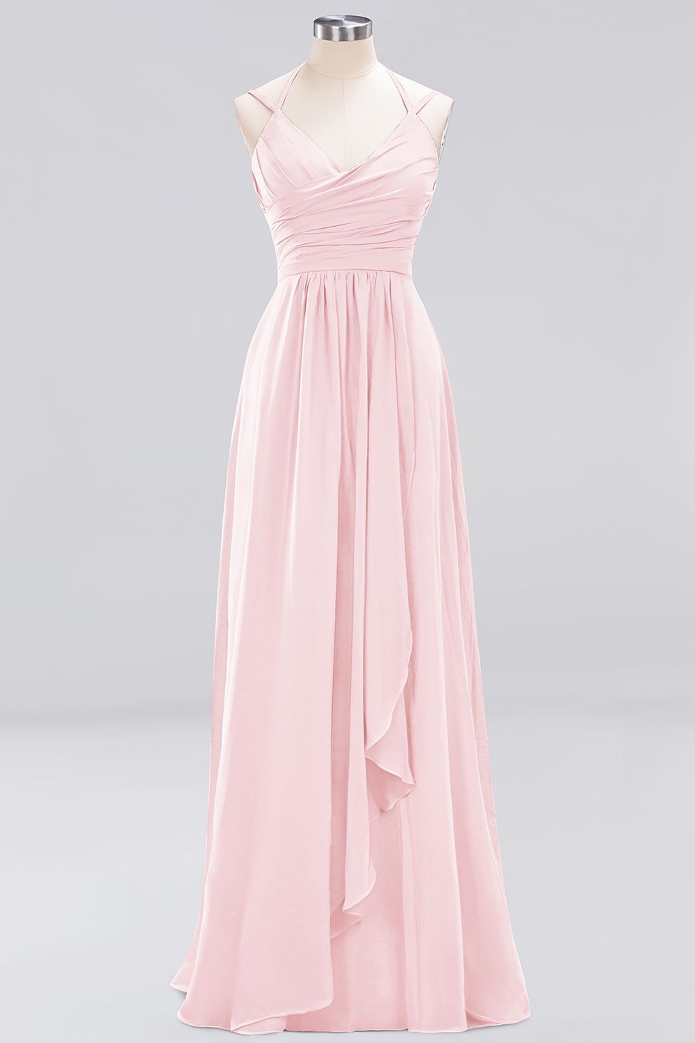 A-line Chiffon Spaghetti Straps Sleeveless Ruffles Floor-Length Bridesmaid Dresses-newarrivaldress