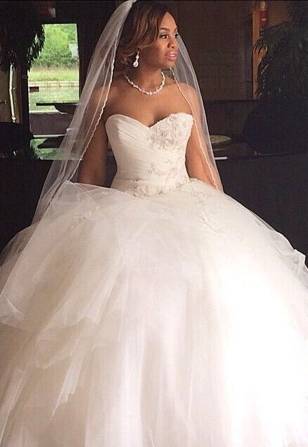 Ruffles Princess Sweetheart Tulle Ball Gown Wedding Dresses-newarrivaldress