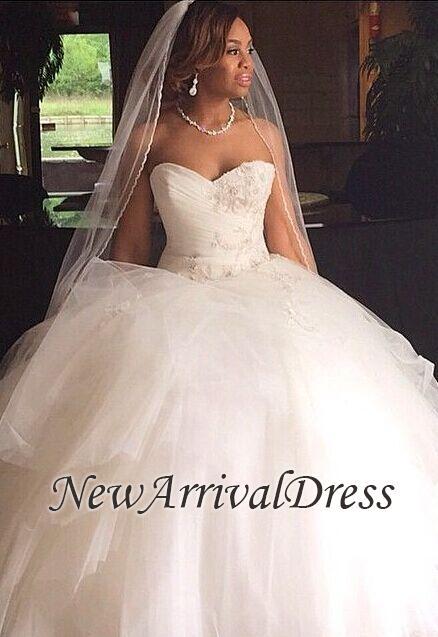 Ruffles Princess Sweetheart Tulle Ball Gown Wedding Dresses-newarrivaldress