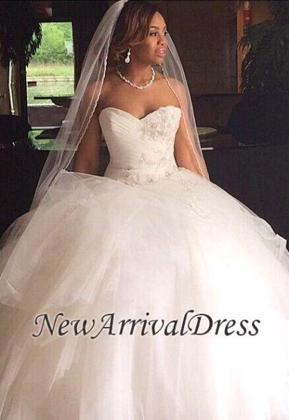 Ruffles Princess Sweetheart Tulle Ball Gown Wedding Dresses-newarrivaldress