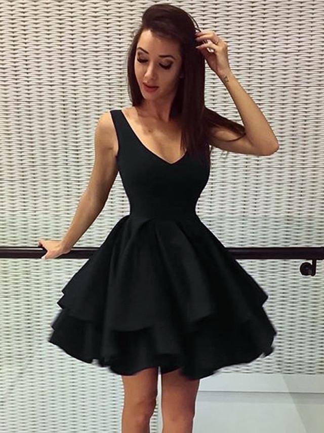 Sexy Black Straps Ruffled Short Homecoming Dress | Backless Party Gown-newarrivaldress