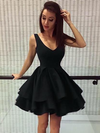 Sexy Black Straps Ruffled Short Homecoming Dress | Backless Party Gown-newarrivaldress