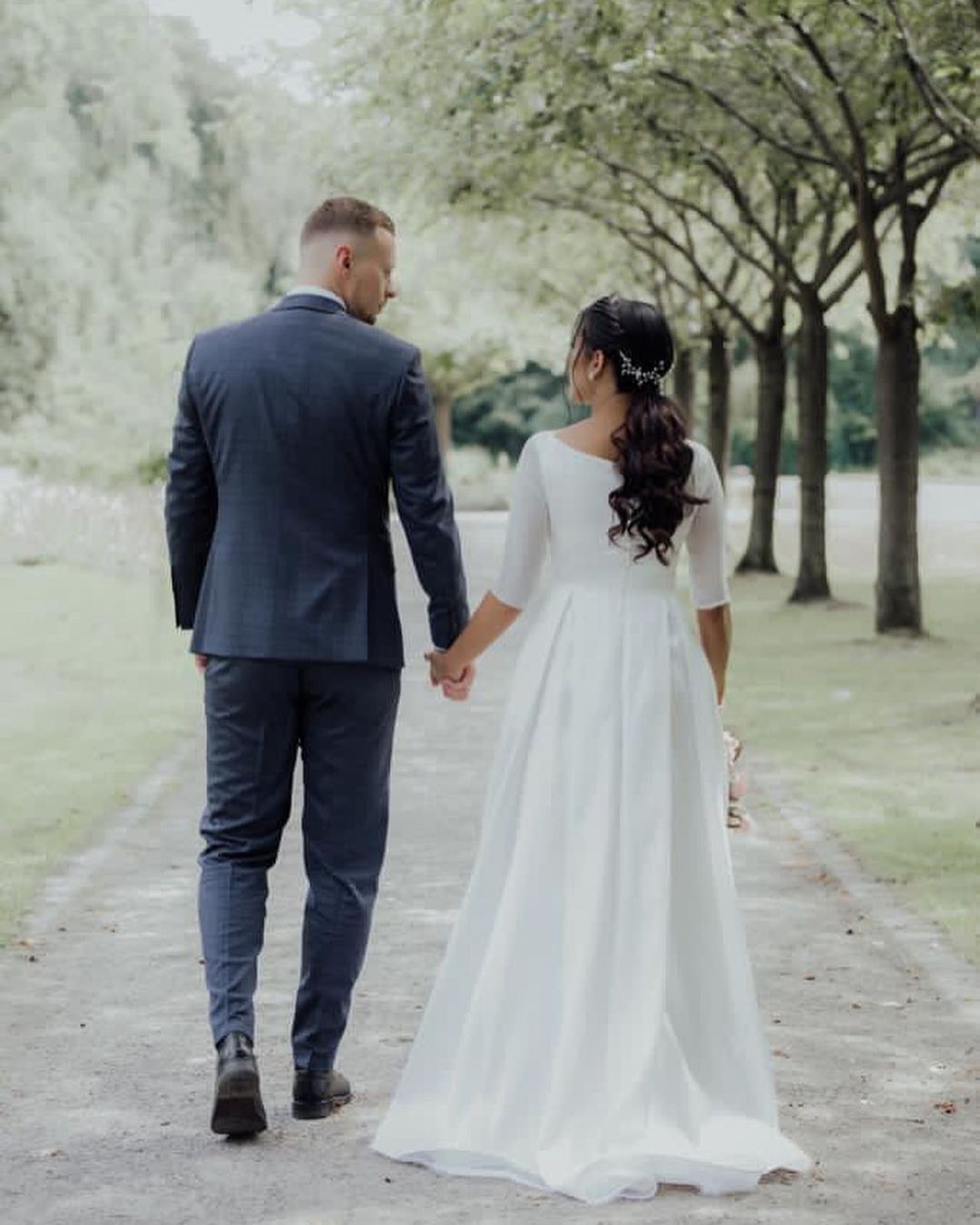 Elegant White Long Sleeves Aline Wedding Dress Simple Garden Bridal Dress for Bride-newarrivaldress