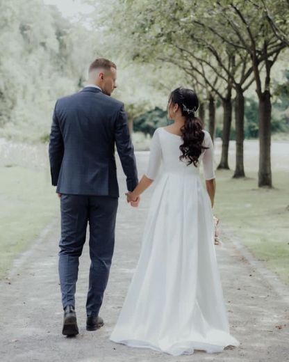 Elegant White Long Sleeves Aline Wedding Dress Simple Garden Bridal Dress for Bride-newarrivaldress