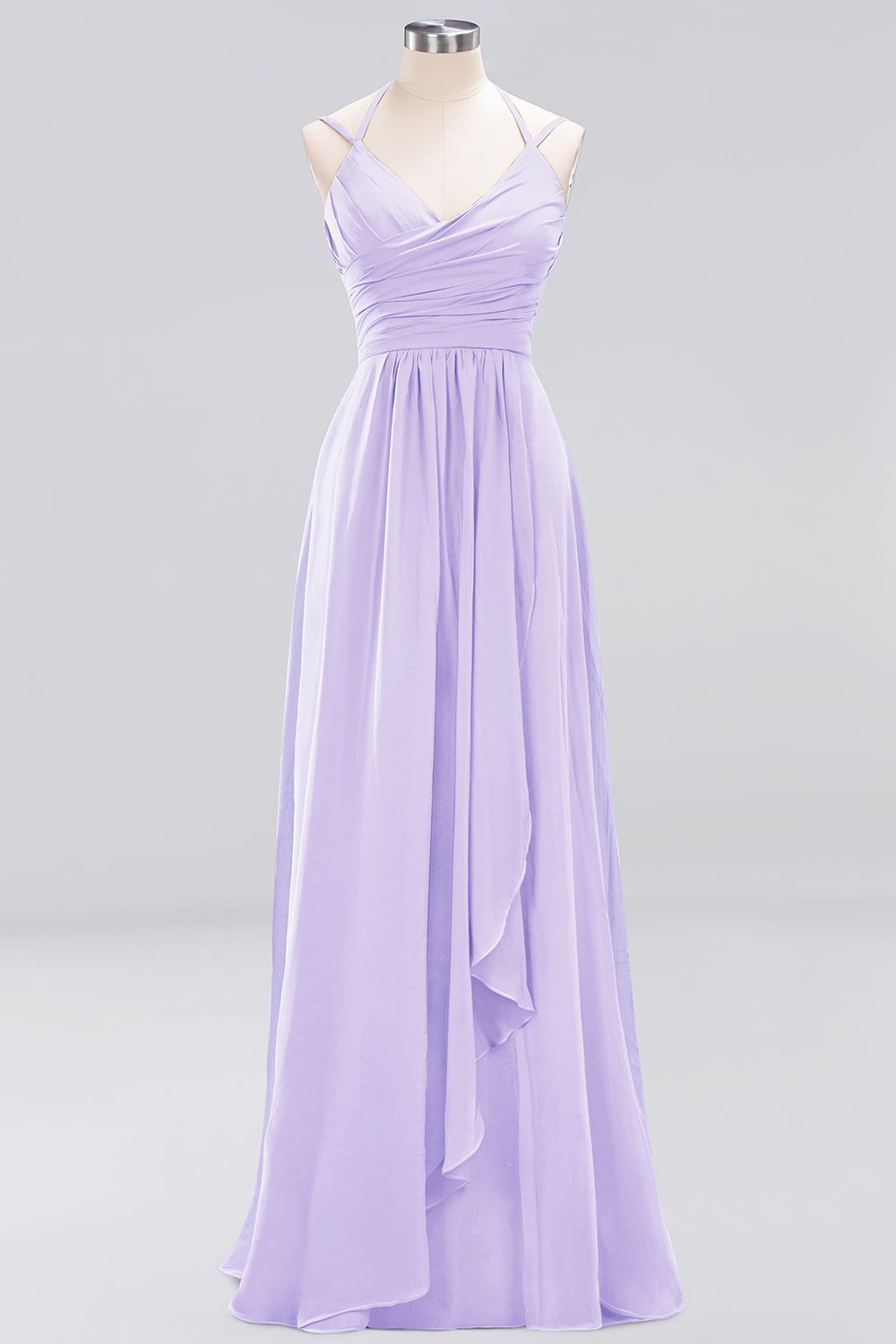 A-line Chiffon Spaghetti Straps Sleeveless Ruffles Floor-Length Bridesmaid Dresses-newarrivaldress