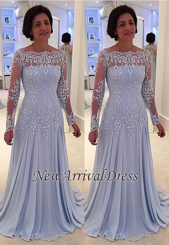 A-line Elegant Lace Long-Sleeve Mother-the-bride Dress | Plus Size Prom Dress-newarrivaldress
