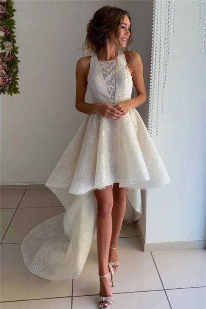 Newly Halter Appliques Sleeveless Hi-Lo Home-Coming Dresses-newarrivaldress
