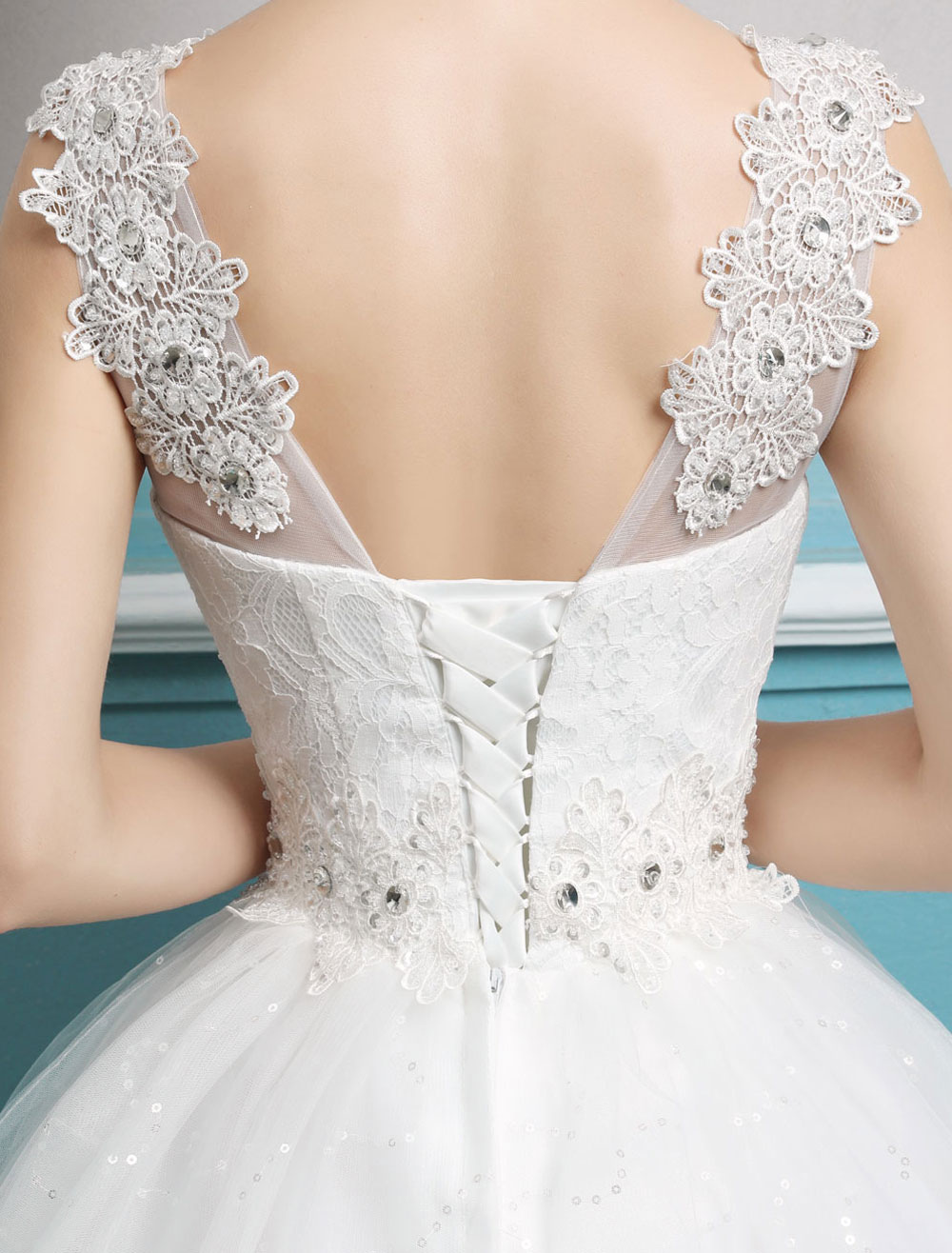 Princess Ball Gown Wedding Dresses Tulle Backless Ivory Beading Floor Length Bridal Dress-newarrivaldress