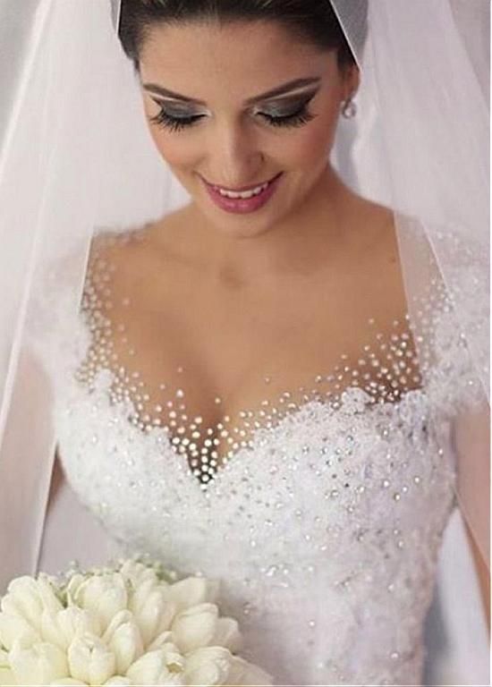 Gorgeous Capped-Sleeves Gown Ball Beading Elegant Wedding Dresses-newarrivaldress