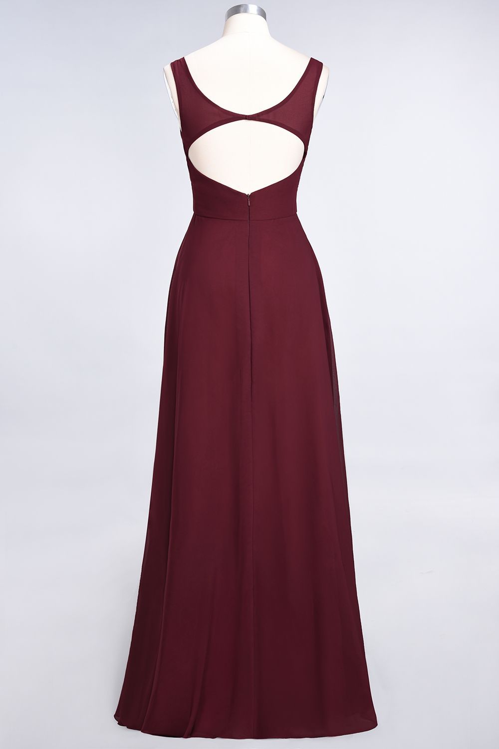 Elegant Princess Chiffon V-Neck Straps Sleeveless Ruffles Floor-Length Bridesmaid Dress with Open Back-newarrivaldress