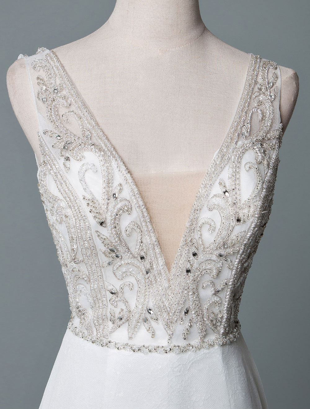 Beach Wedding Dress A Line Sleeveless V Neck High Split Floor Length Backless Sexy Bridal Gown-newarrivaldress