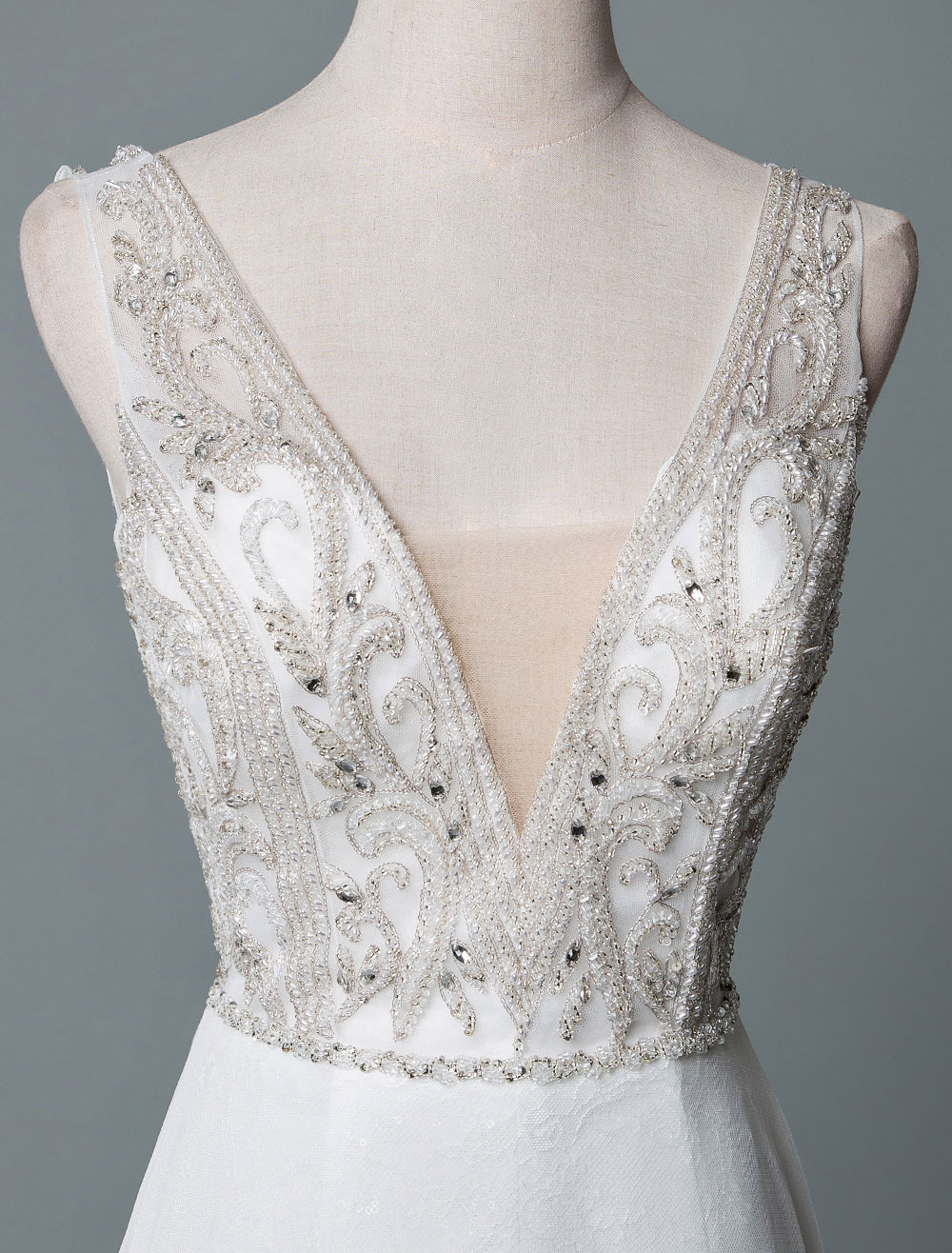 Beach Wedding Dress A Line Sleeveless V Neck High Split Floor Length Backless Sexy Bridal Gown-newarrivaldress