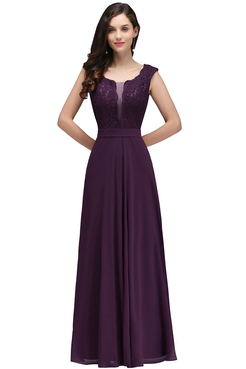 CORINNE | A-line Floor-length Lace Burgundy Elegant Prom Dress-newarrivaldress