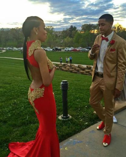 Red Mermaid Prom Dress |Lace Appliques Evening Dress BK0-newarrivaldress