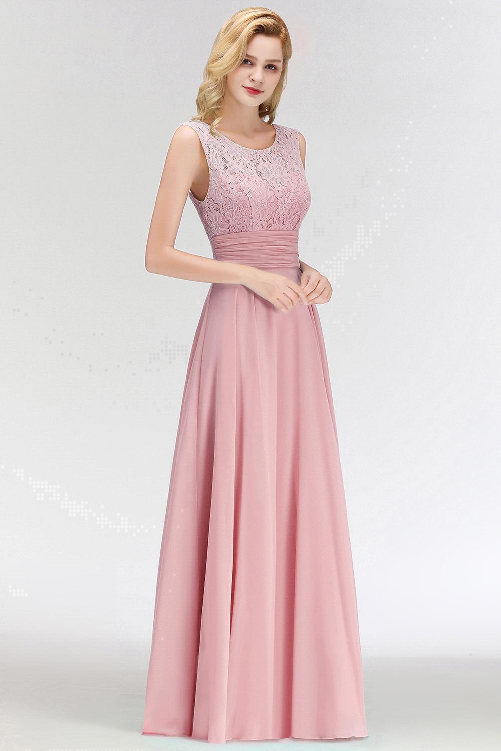 Lace Gorgeous Scoop Sleeveless Floor-Length Long Chiffon Bridesmaid Dress-newarrivaldress