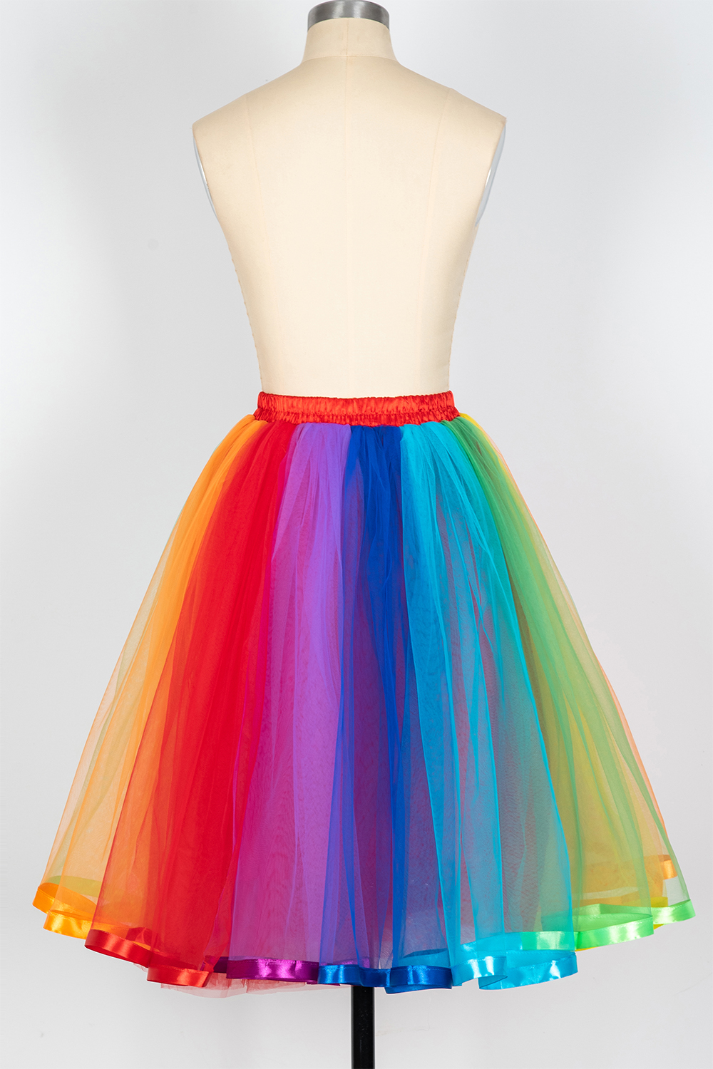 Rainbow Knee Length Skirt Layered Tulle Skirt Girls Colorful Costumes-newarrivaldress