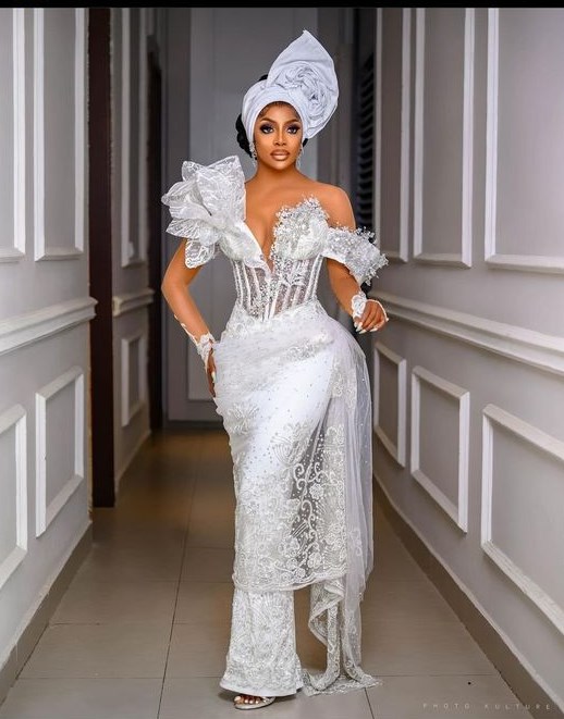 Asymmetric Mermaid Lace Prom Dress Luxury Beadings Slim Evening Party Dress-newarrivaldress