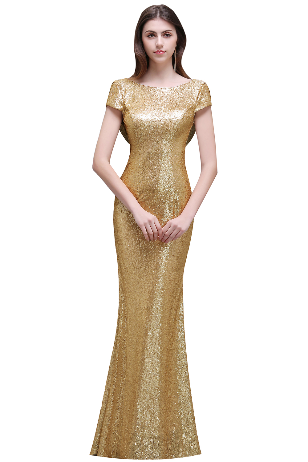 Women Sparkly Rose Gold Long Sequins Bridesmaid Dresses Prom/Evening Gowns-newarrivaldress