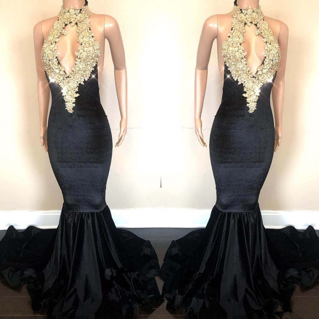 Kethole Junior Long Prom Dresses Black | Mermaid Beads Appliques Evening Gowns-newarrivaldress