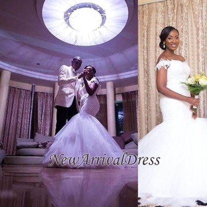 Beautiful Lace Sexy Off The Shoulder Mermaid Tulle Wedding Dresses-newarrivaldress
