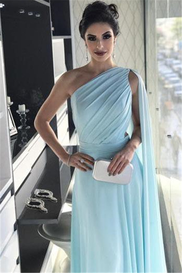 Glamorous One-Shoulder Sleeveless A-Line Evening Dresses-newarrivaldress