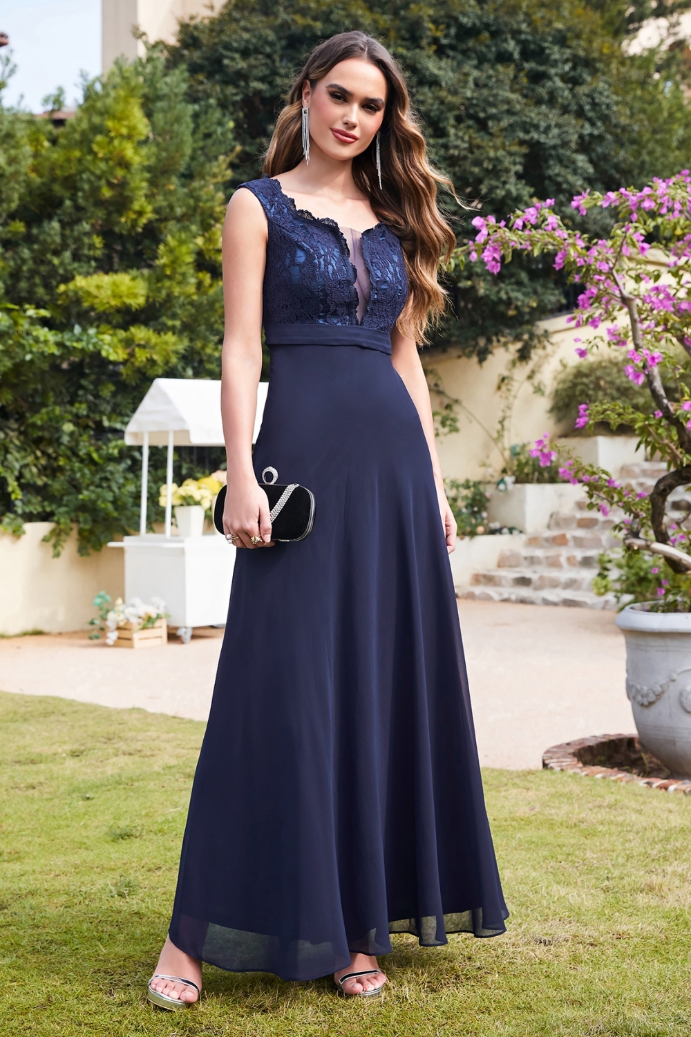 CORINNE | A-line Floor-length Lace Burgundy Elegant Prom Dress-newarrivaldress