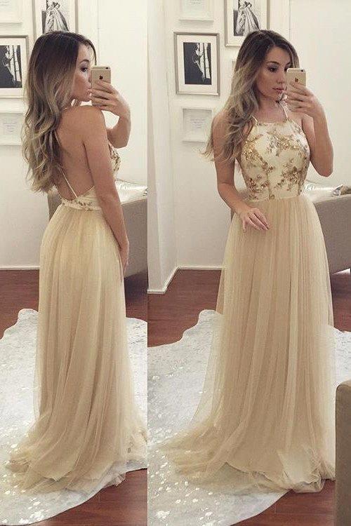 Sleeveless Newest A-line Chiffon Beads Spaghetti-Strap Prom Dress SP0343-newarrivaldress