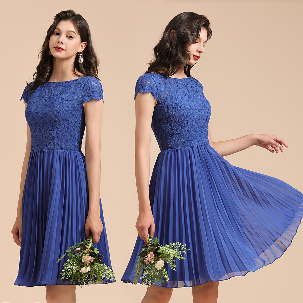 Stylish Floral Lace Short Sleeves Aline Party Dress Mini Daily Casual Dress-newarrivaldress