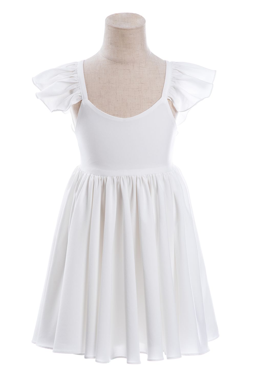 White Ruffle Sleeves Flower Girl Dress Pleated A-line Little Girl Dress for Wedding Party-newarrivaldress