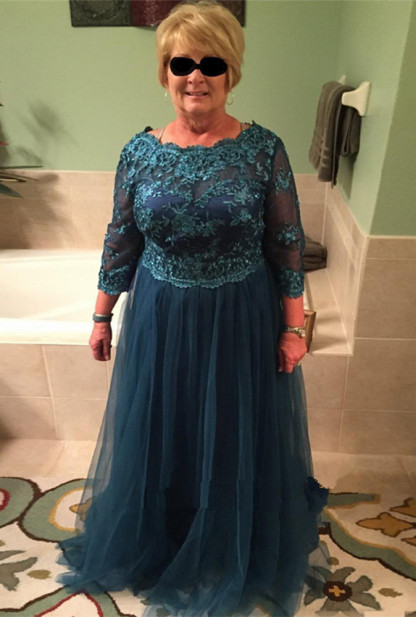 Delicate Long Sleeve Lace Appliques A-line Tulle Mother Of Bride Dress-newarrivaldress