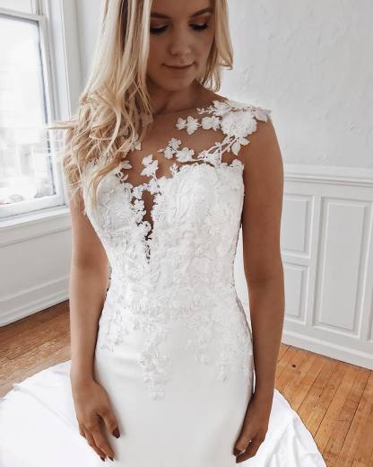 Sleeveless Lace Wedding Dresses Online | Mermaid Bridal Gowns with Long Train-newarrivaldress
