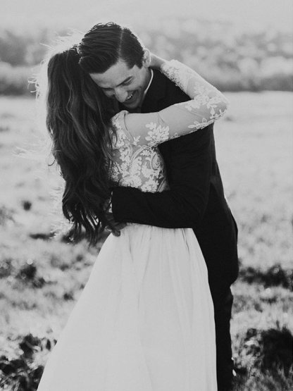 Long Sleeve Bridal Gowns Online | Floor Length Appliques Tulle Sexy Wedding Dresses-newarrivaldress