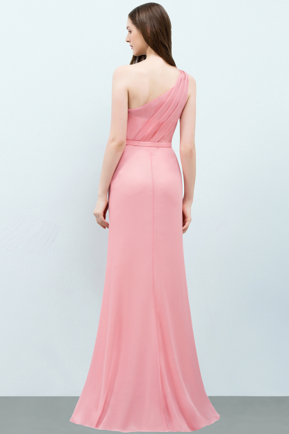 SHERA | Mermaid Floor Length One-shoulder Ruffled Chiffon Bridesmaid Dresses with Flower-newarrivaldress