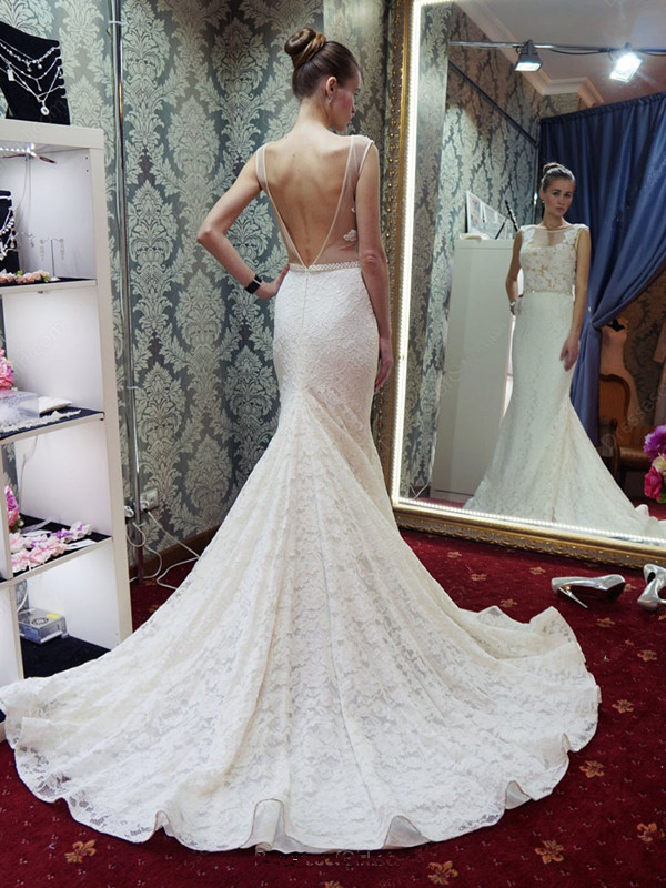 Gorgeous Mermaid Backless New Arrival Sleeveless Wedding Dress-newarrivaldress