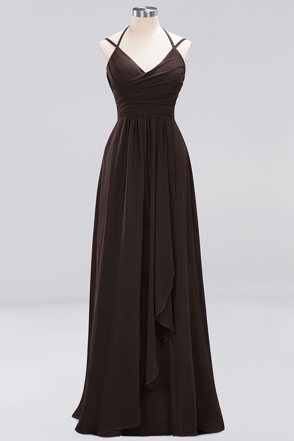 A-line Chiffon Spaghetti Straps Sleeveless Ruffles Floor-Length Bridesmaid Dresses-newarrivaldress