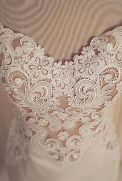 Lace Appliques V-Neck Sexy Mermaid Wedding Dresses Online Sleeveless Tulle Bridal Gowns-newarrivaldress