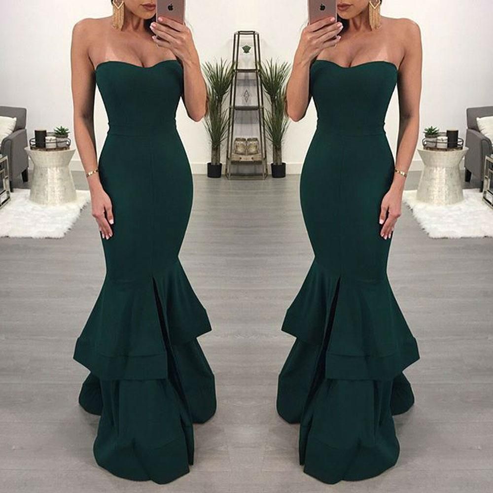 Sexy Mermaid Evening Dresses | Layers Front Slit Long Prom Dresses-newarrivaldress