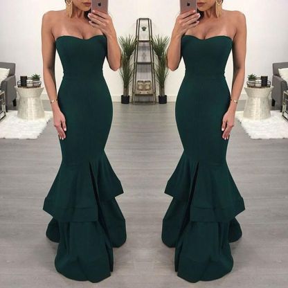 Sexy Mermaid Evening Dresses | Layers Front Slit Long Prom Dresses-newarrivaldress