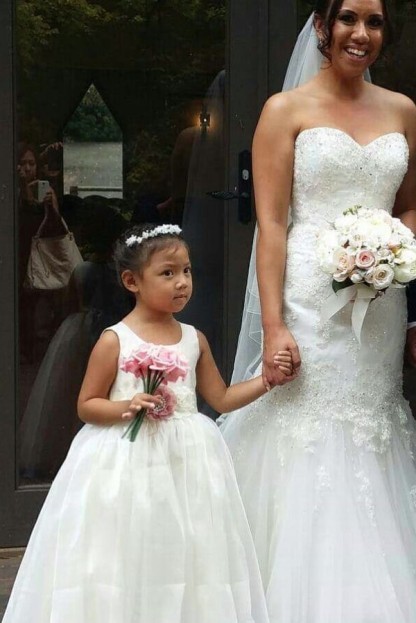 Simple Jewel Sleeveless Floor Length Lace Tulle Flower Girl Dresses-newarrivaldress