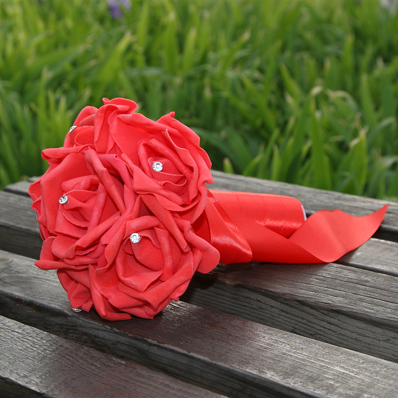 Simple Silk Rose wedding Bouquet in Multiple Colors | Newarrivaldress.com