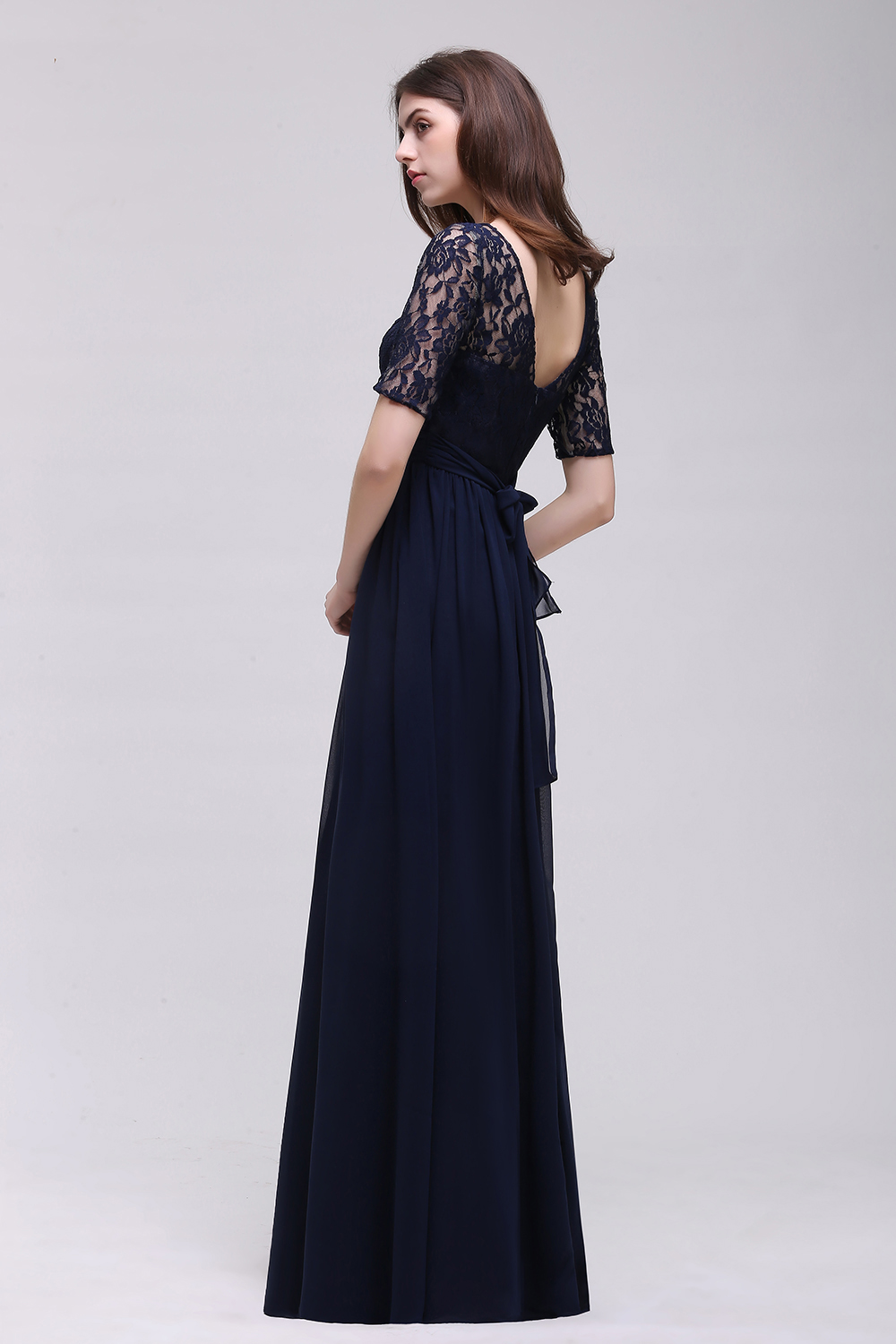 AUBRIELLE | A-line Scoop Chiffon Elegant Prom Dress With Lace-newarrivaldress