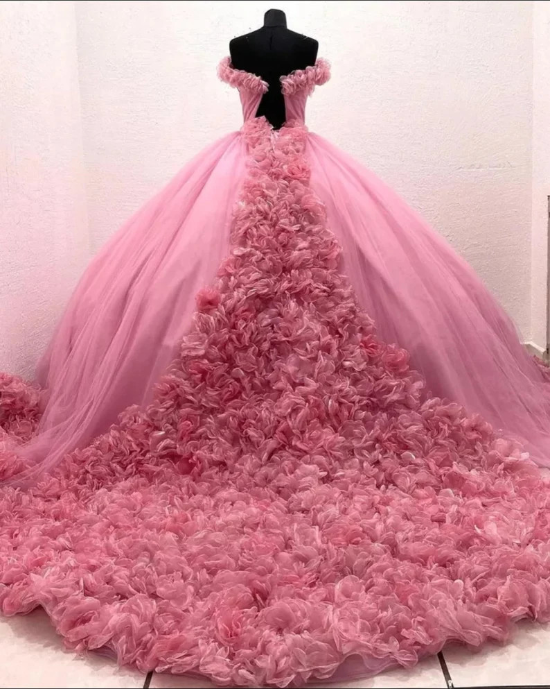 Puffy Pink Quinceanera Dresses Princess Cinderella Long Ball Gown Sweet 15 Girls Prom Evening Skirt Vestidos De Fiesta-newarrivaldress